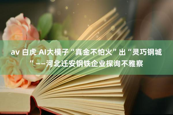 av 白虎 AI大模子“真金不怕火”出“灵巧钢城”——河北迁安钢铁企业探询不雅察