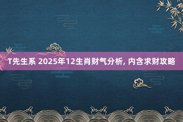 T先生系 2025年12生肖财气分析, 内含求财攻略