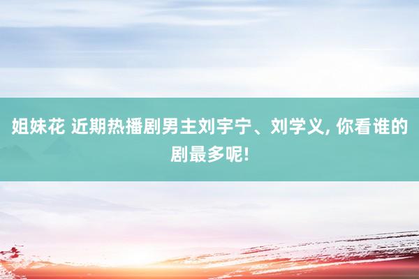 姐妹花 近期热播剧男主刘宇宁、刘学义, 你看谁的剧最多呢!