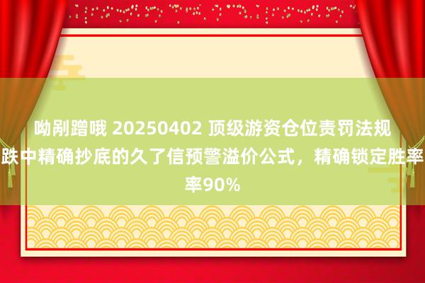 呦剐蹭哦 20250402 顶级游资仓位责罚法规：暴跌中精确抄底的久了信预警溢价公式，精确锁定胜率90%
